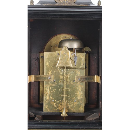 1421 - Fine English ebonised and brass mounted double fusee original verge bracket clock, the 7