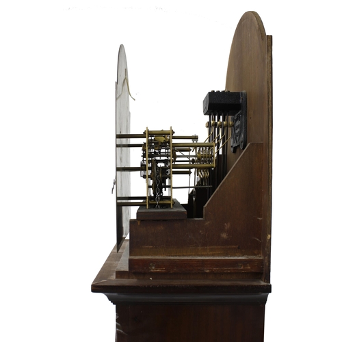 1815 - Mahogany three train grandmother clock, the movement playing on eight rods, the 10.5