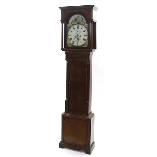 1821 - Oak and mahogany eight day longcase clock, the 14