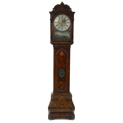 1830 - Good Dutch walnut eight day longcase clock with various complications, the 14