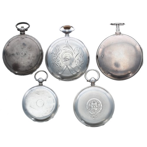 591 - Quantity of silver and white metal pocket watches to include verge pair cased; Turkish market lever ... 