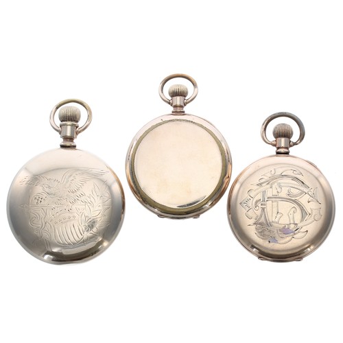 593 - Waltham P.S. Bartlett gold plated engraved lever pocket watch for repair, 56mm; together with an Elg... 