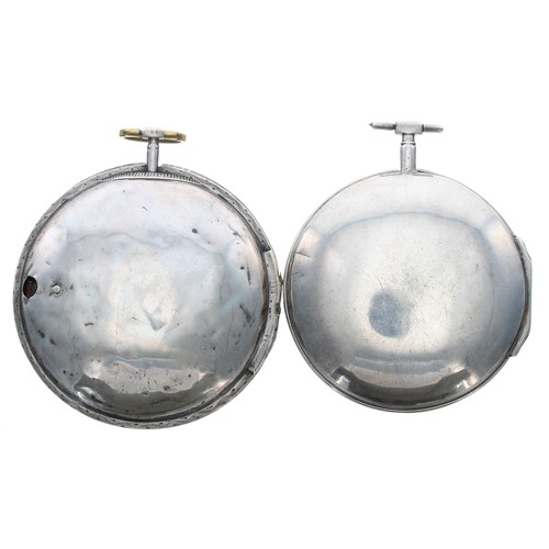 596 - Two large white metal fusee verge pocket watches for repair, both signed John Ward, London, 68mm and... 