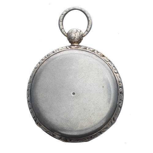 289 - Slim Continental silver cylinder pocket watch, the gilt movement with plain balance cock, steel thre... 