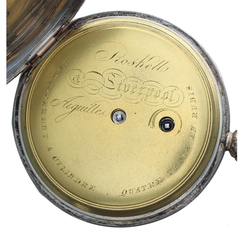 289 - Slim Continental silver cylinder pocket watch, the gilt movement with plain balance cock, steel thre... 