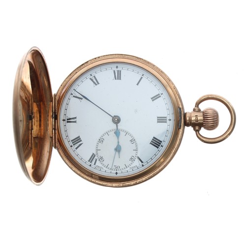 296 - Swiss 9ct hunter lever pocket watch, Birmingham 1924, the gilt frosted movement with 'DF&C' trad... 