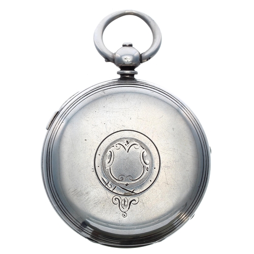 305 - Silver centre seconds chronograph lever pocket watch, the three quarter plate movement signed Co-Ope... 