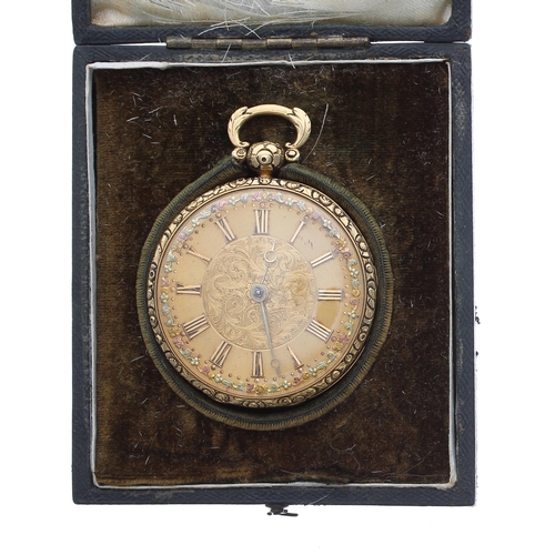 311 - Attractive William IV 18ct verge pocket watch, London 1835, the unsigned fusee movement with plain b... 