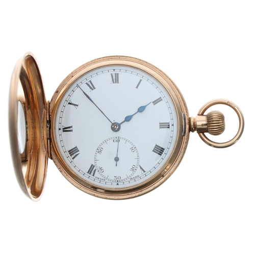 318 - VWC 9ct half hunter lever pocket watch, Birmingham 1930, signed 15 jewel movement with compensated b... 