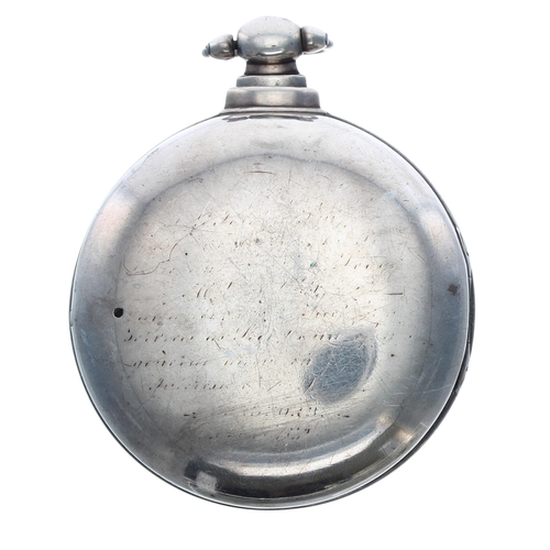 332 - Victorian silver 'Detached Lever' pair cased pocket watch, Birmingham 1841, the fusee movement signe... 