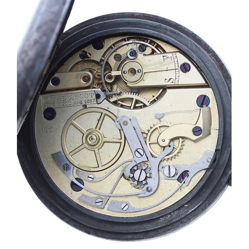 337 - Swiss gunmetal chronograph lever pocket, the frosted three quarter plate movement inscribed 'The Asc... 