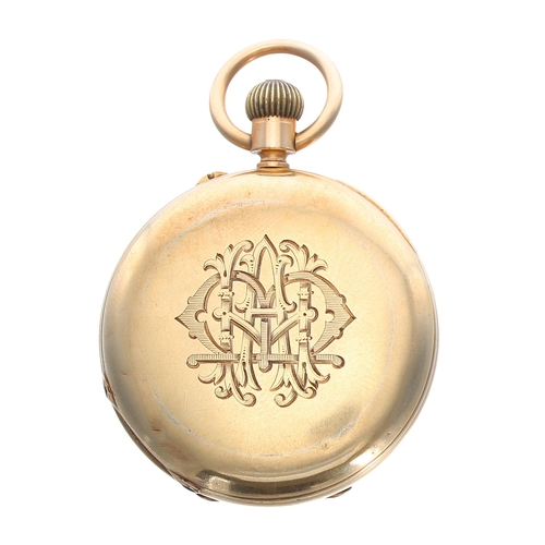 338 - Robert Roskell, Liverpool 18ct lever half hunter pocket watch, signed three quarter plate movement, ... 