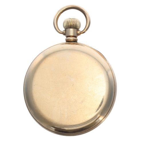 347 - Gold plated lever pocket watch, unsigned gilt frosted three quarter plate 15 jewel movement with com... 