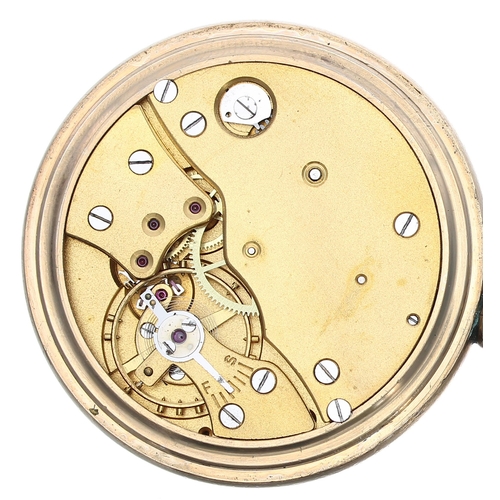 347 - Gold plated lever pocket watch, unsigned gilt frosted three quarter plate 15 jewel movement with com... 