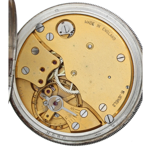 349 - Silver lever pocket watch, Birmingham 1949, cal. A441 15 jewel movement stamped 'Made In England', w... 