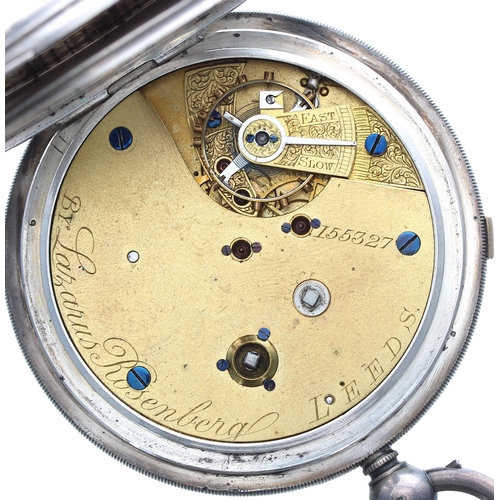 353 - Edwardian Lever Centre Seconds Chronograph silver pocket watch, By Lazarus Rosenberg, Leeds, Chester... 