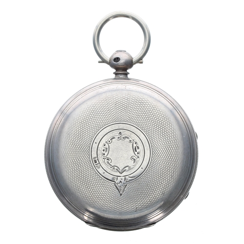 354 - Victorian silver fusee lever pocket watch, Chester 1872, unsigned movement, no. 8129, with engraved ... 