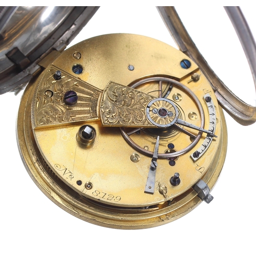 354 - Victorian silver fusee lever pocket watch, Chester 1872, unsigned movement, no. 8129, with engraved ... 