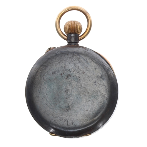 361 - Gun metal chronograph lever pocket watch, frosted movement with compensated balance and regulator, n... 