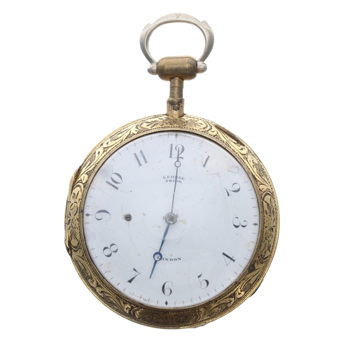 363 - George Prior large gilt metal and tortoiseshell quarter repeating pair cased pocket watch, signed fu... 