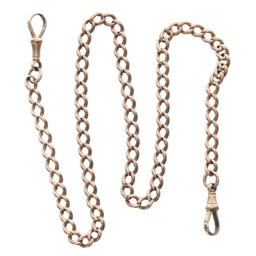 380 - 9ct curb watch chain with two 9ct clasps, 33.4gm, 19.5'' long