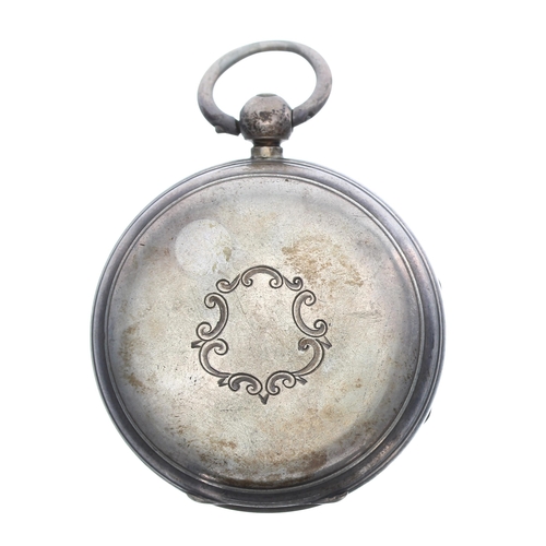 252 - Victorian silver fusee lever pocket watch, London 1883, unsigned movement, no. 1883, with engraved b... 