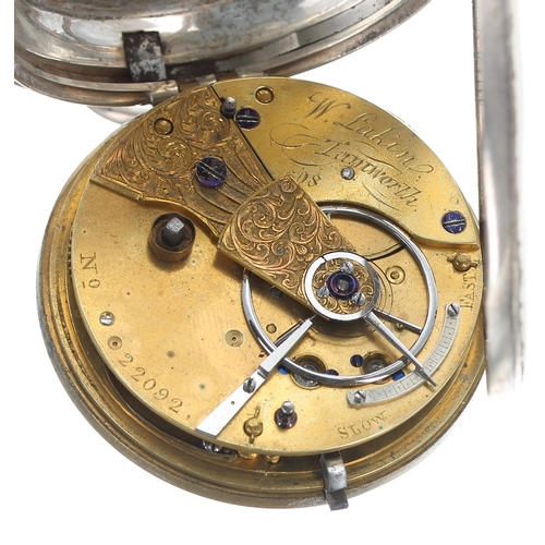 257 - Victorian silver fusee lever pocket watch, London 1855, the movement signed W. Lakin, Tamworth, no. ... 