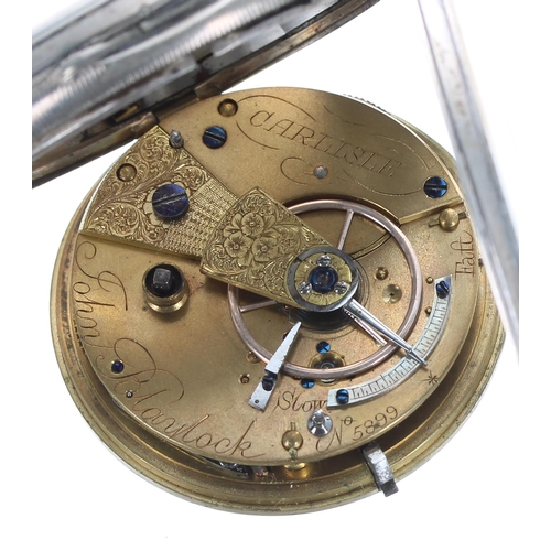 258 - Victorian silver fusee lever pocket watch, London 1874, the movement signed John Blaylock, Carlisle,... 