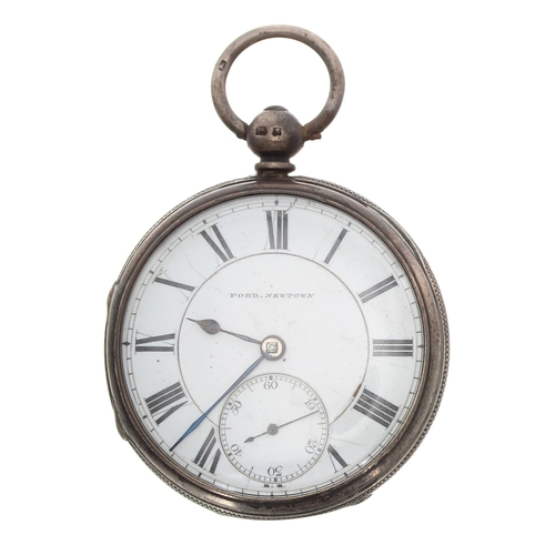 287 - Victorian silver fusee lever pocket watch, London 1867, the movement signed A. Ford, Newtown, no. 85... 