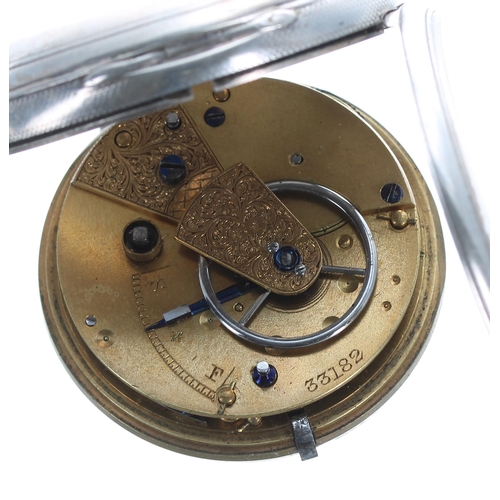 288 - Victorian silver fusee lever pocket watch, unsigned movement, London 1869, no. 33182, with engraved ... 