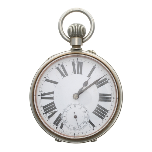 299 - Goliath nickel cased lever pocket watch, bar movement with compensated balance and regulator, exhibi... 