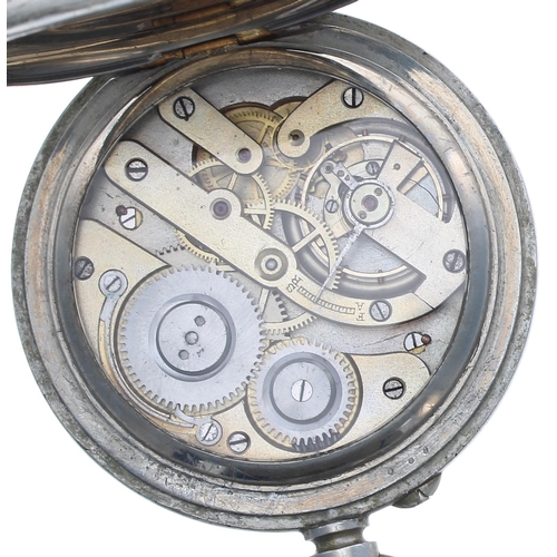 299 - Goliath nickel cased lever pocket watch, bar movement with compensated balance and regulator, exhibi... 