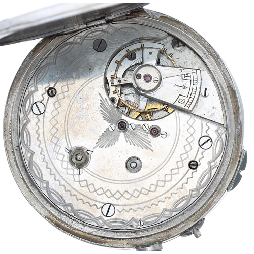 322 - George V silver centre seconds chronograph lever pocket watch, import hallmarks London 1925, three q... 