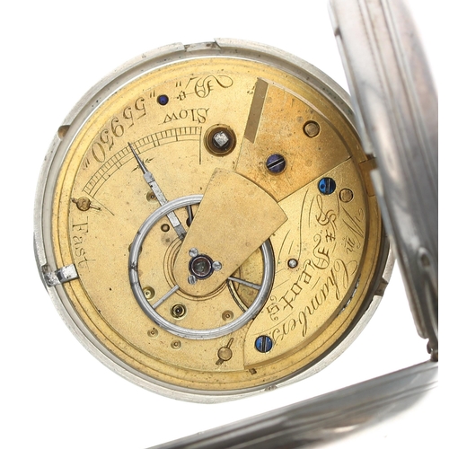 324 - Victorian silver fusee lever hunter pocket watch, London 1868, the movement signed W'm Chambers, St.... 