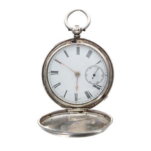 325 - Victorian silver fusee lever hunter pocket watch, London 1863, unsigned movement, no. 6396, with eng... 