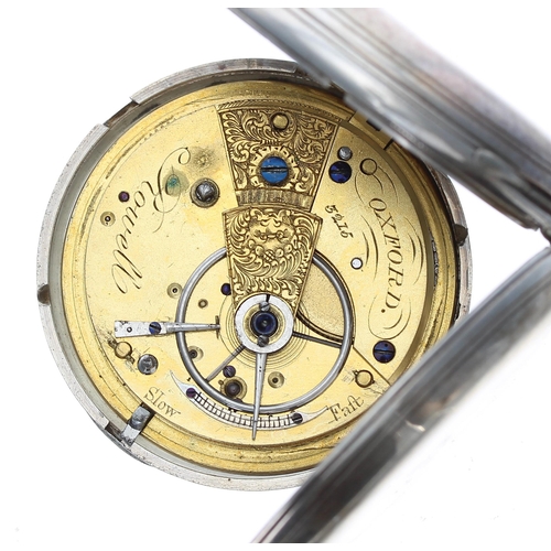 326 - Victorian silver fusee lever hunter pocket watch, London 1858, the movement signed Rowell, Oxford, n... 