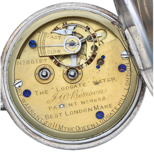 289 - J.W. Benson 'The Ludgate Watch' silver lever pocket watch, London 1887, signed gilt three quarter pl... 