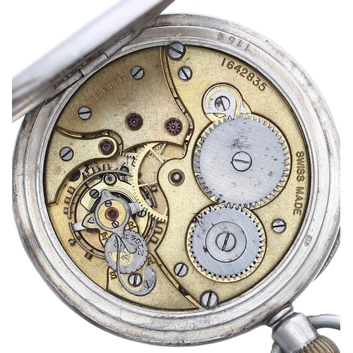 247 - Zenith small silver (0.935) lever pocket watch, circa 1913, signed movement with compensated balance... 