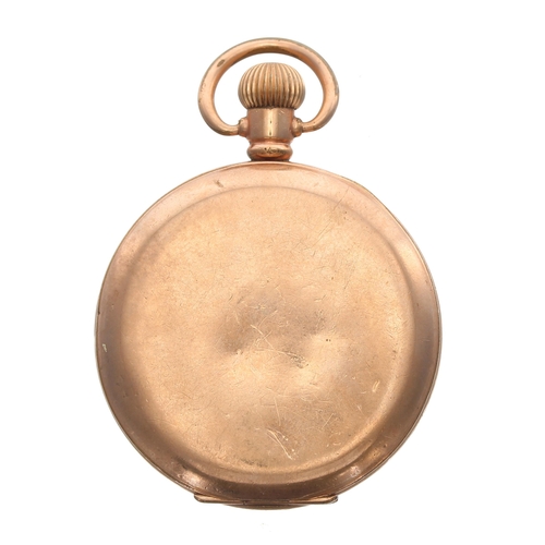 518 - Swiss gold plated lever hunter pocket watch, 15 jewel movement, hinged cuvette, within a plain Star ... 