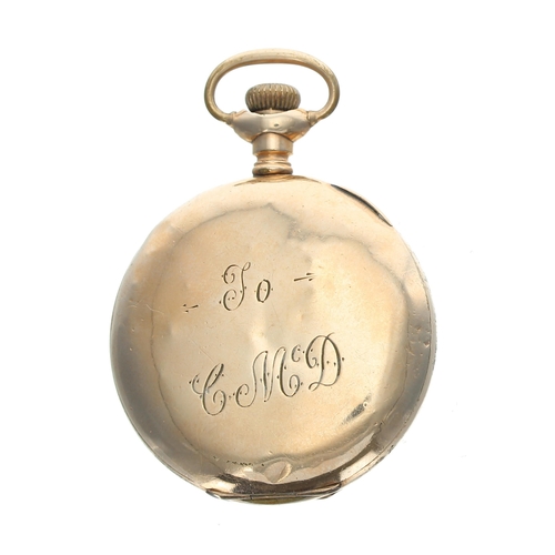 165 - Small American Waltham 14k gold plated lever hunter pocket watch, serial no. 13917049, circa 1904, s... 