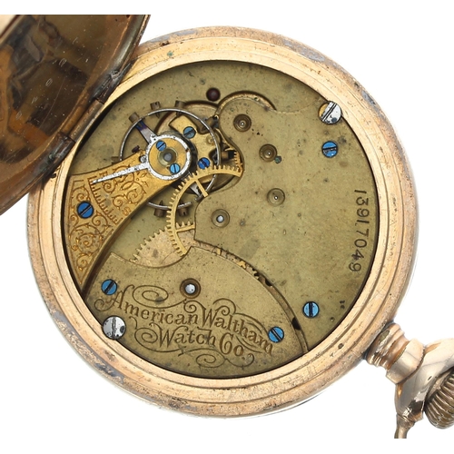 165 - Small American Waltham 14k gold plated lever hunter pocket watch, serial no. 13917049, circa 1904, s... 