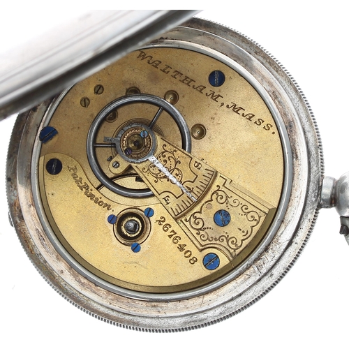 163 - American Waltham silver lever hunter pocket watch, serial no. 2676408, Birmingham 1885, signed movem... 