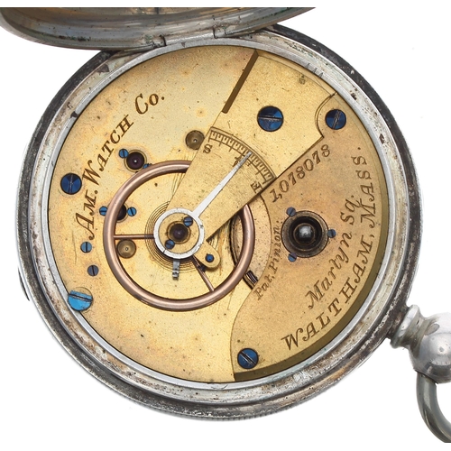 162 - American Waltham 'Martyn Sq.' silver lever pocket watch, serial no. 1078078, Chester 1877, signed Pa... 