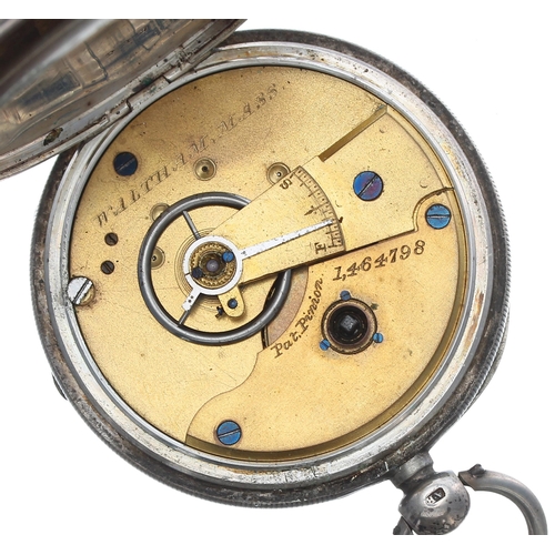 159 - American Waltham silver lever pocket watch, serial no. 1464798, Birmingham 1880, signed movement wit... 