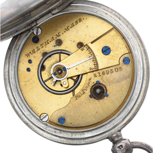 173 - American Waltham silver lever pocket watch, serial no. 2169505, Birmingham 1883, signed movement wit... 