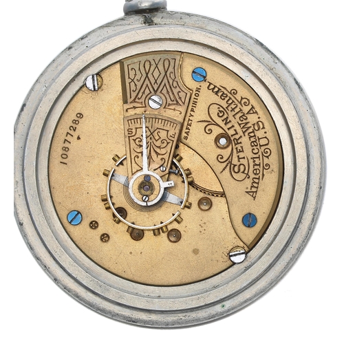 172 - American Waltham 'Sterling' nickel cased lever pocket watch, no. 10877289, circa 1901, signed moveme... 