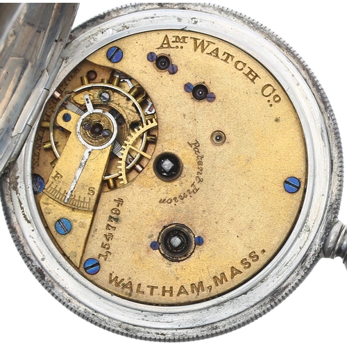 151 - American Waltham silver lever fob watch, no. 1547794, circa 1880, signed movement with Patent Pinion... 