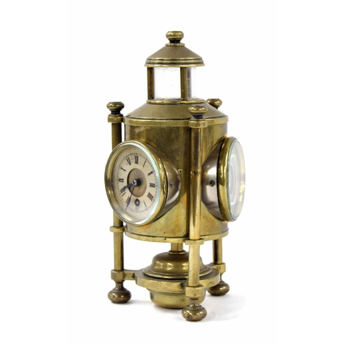 1400 - Rare French industrial three dial lighthouse clock with compass and barometer/thermometer, the 2.5