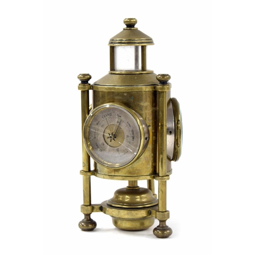 1400 - Rare French industrial three dial lighthouse clock with compass and barometer/thermometer, the 2.5