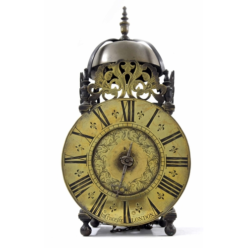 1408 - English brass hook and spike lantern clock, the 7.5